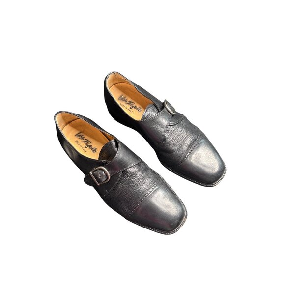 Vintage Vito Rufolo Men's Black Leather Imperial Loafers Cap Toe Monk Strap 10 - Picture 2 of 9